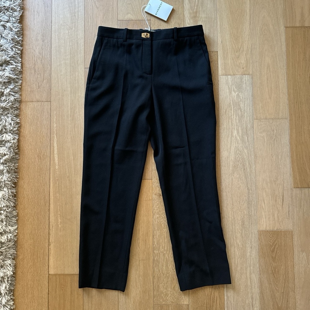 Givenchy Black Cropped Trousers with Lock Detail NWT FR 38/ US 6